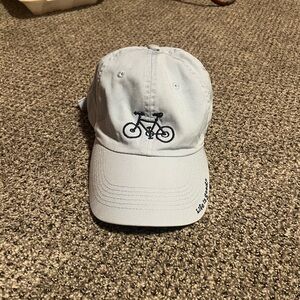 White Baseball Cap with Bike Embroidery - Life is Good